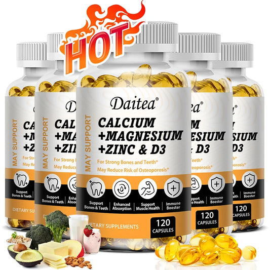 Calcium, Magnesium, Zinc + Vitamin D3.
